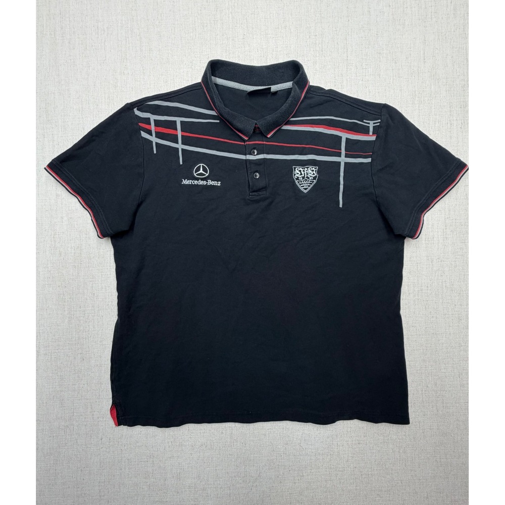 Mercedes-Benz VfB Stuttgart Polo Shirt Mens XL Black Short Sleeve Cotton Pique
